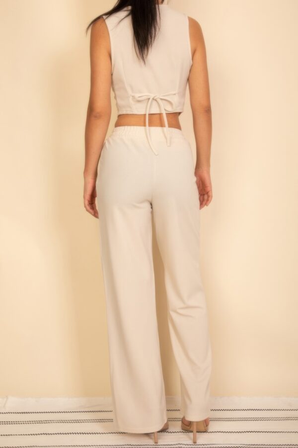 Tailored Button-Front Vest & Wide-Leg Pants Set