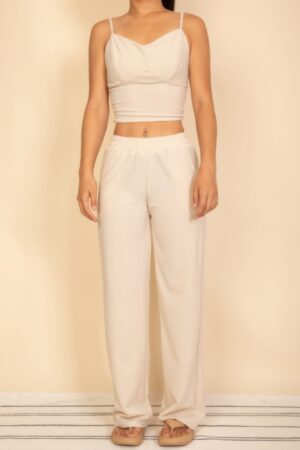 Smocked Bralette & Wide-Leg Pants Two-Piece Set