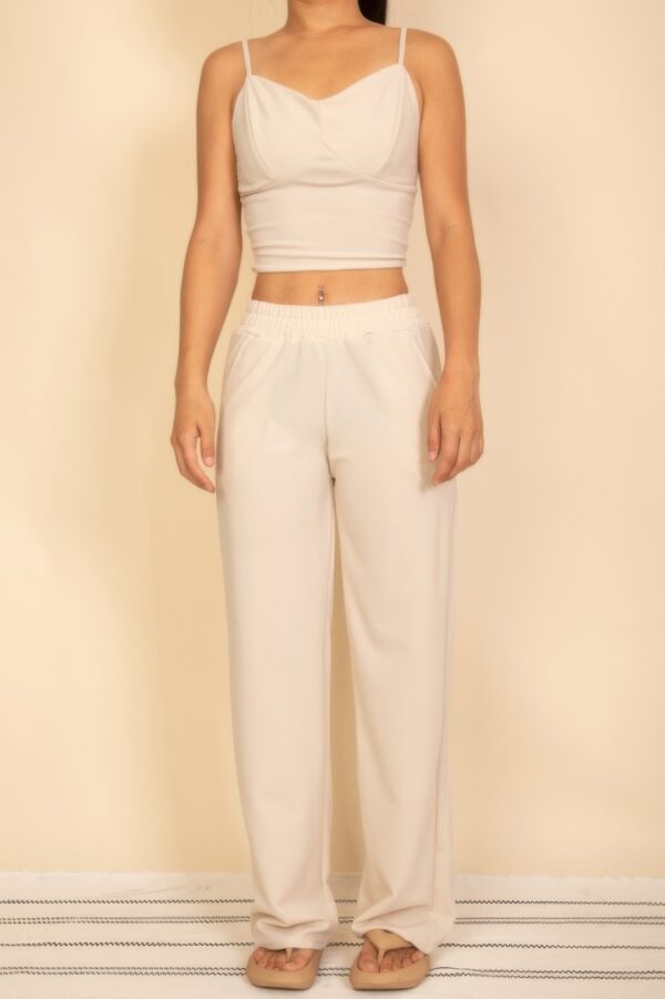 Smocked Bralette & Wide-Leg Pants Two-Piece Set