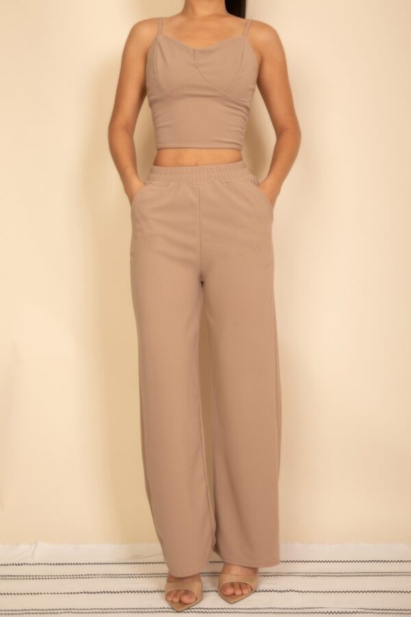 Smocked Bralette & Wide-Leg Pants Two-Piece Set