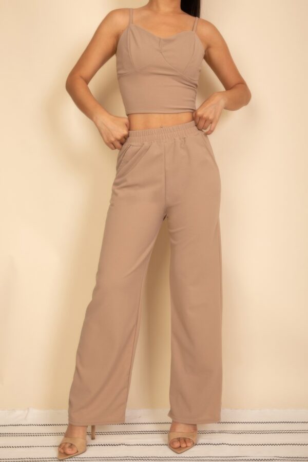 Smocked Bralette & Wide-Leg Pants Two-Piece Set