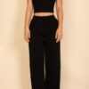 Smocked Bralette & Wide-Leg Pants Two-Piece Set