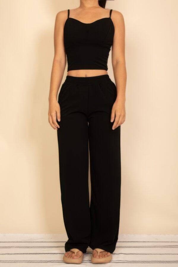 Smocked Bralette & Wide-Leg Pants Two-Piece Set