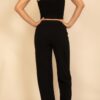 Smocked Bralette & Wide-Leg Pants Two-Piece Set