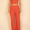 Smocked Bralette & Wide-Leg Pants Two-Piece Set