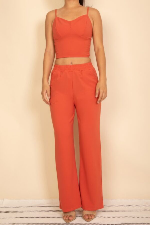 Smocked Bralette & Wide-Leg Pants Two-Piece Set