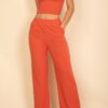 Smocked Bralette & Wide-Leg Pants Two-Piece Set