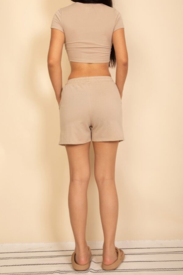 Two-Piece Fitted Crop Tee and Drawstring Shorts Set