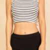 Ribbed Striped Racerback Crop Tank – Bold Horizontal Stripes