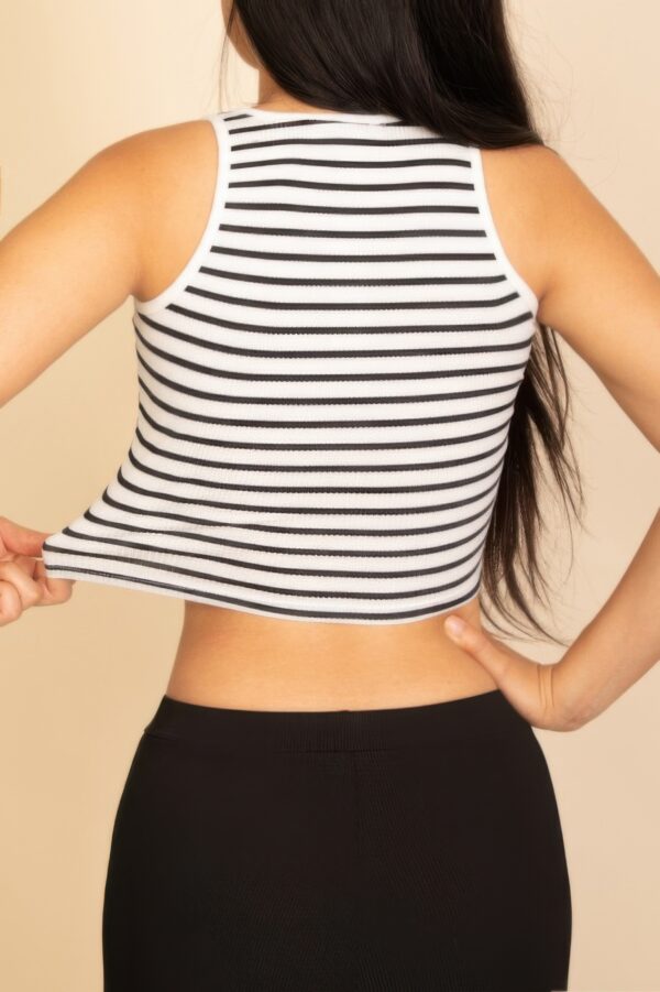 Ribbed Striped Racerback Crop Tank – Bold Horizontal Stripes