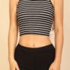 Ribbed Striped Racerback Crop Tank – Bold Horizontal Stripes