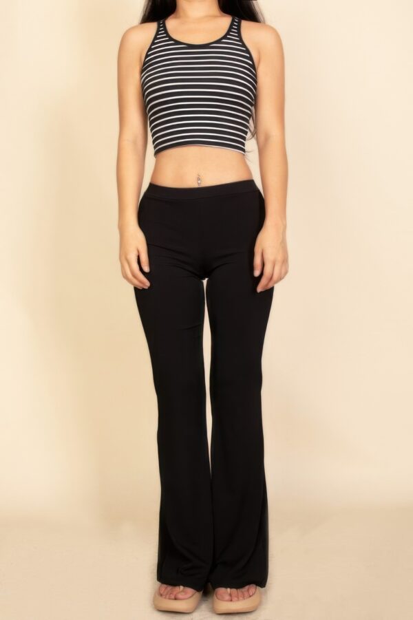 Ribbed Striped Racerback Crop Tank – Bold Horizontal Stripes