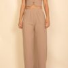 Scoop-Neck Button Vest & Wide-Leg Pants Set
