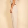 Scoop-Neck Button Vest & Wide-Leg Pants Set