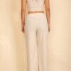 Scoop-Neck Button Vest & Wide-Leg Pants Set