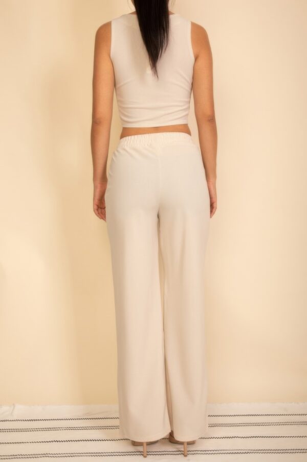 Scoop-Neck Button Vest & Wide-Leg Pants Set