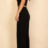 Scoop-Neck Button Vest & Wide-Leg Pants Set