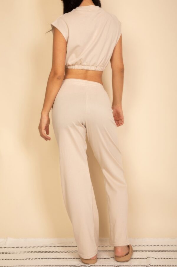 Cotton French Terry Crop Top & Wide-Leg Lounge Set