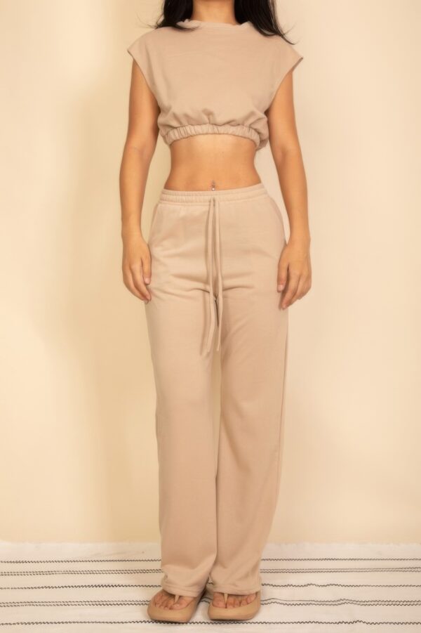 Cotton French Terry Crop Top & Wide-Leg Lounge Set