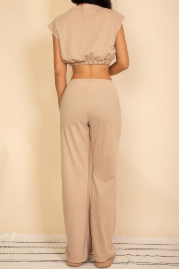 Cotton French Terry Crop Top & Wide-Leg Lounge Set