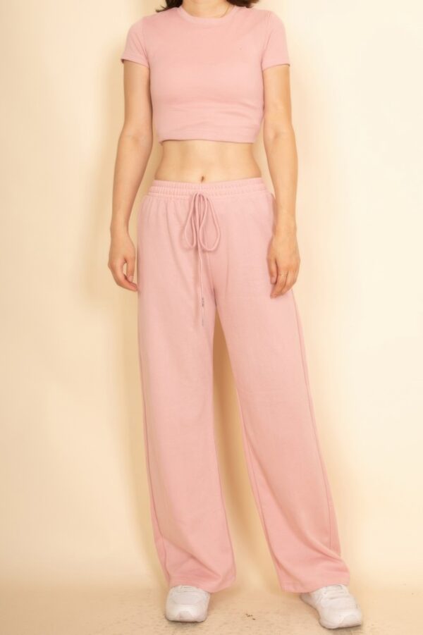 Crop Tee and Wide-Leg Lounge Set – Soft Knit