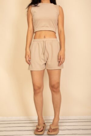 French Terry Crop Top and Shorts Set