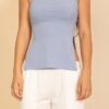 Strapless Ribbed Flare Top with Side Slits