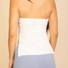 Strapless Ribbed Flare Top with Side Slits
