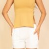 Strapless Ribbed Flare Top with Side Slits
