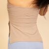 Strapless Ribbed Flare Top with Side Slits