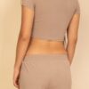 Ribbed Knit Lounge Set – Cropped Tee and Drawstring Shorts