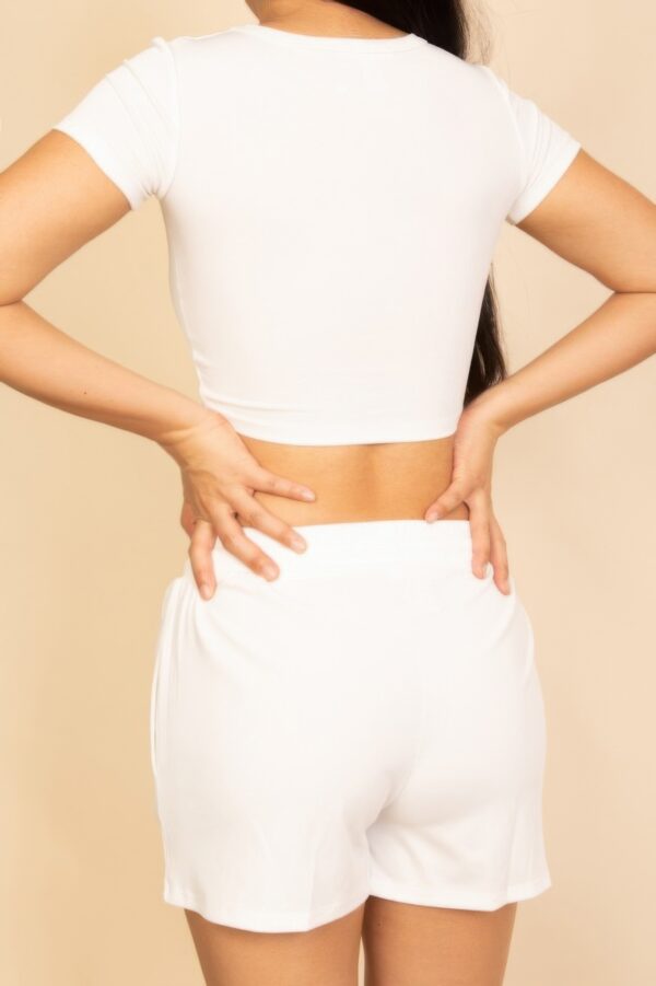 Ribbed Knit Lounge Set – Cropped Tee and Drawstring Shorts