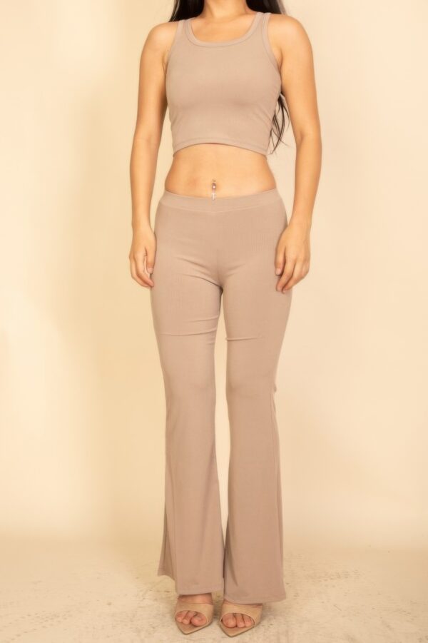 Ribbed Crop Tank & High-Rise Flare Pants Set