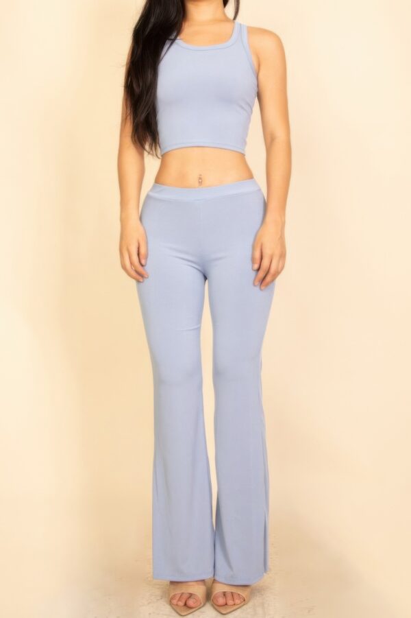 Ribbed Crop Tank & High-Rise Flare Pants Set