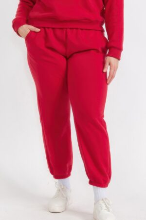 Plus Size Poly Fleece High-Waist Joggers with Pockets