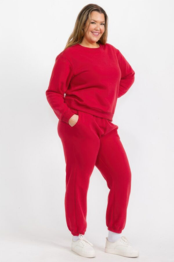 Plus Size Poly Fleece High-Waist Joggers with Pockets