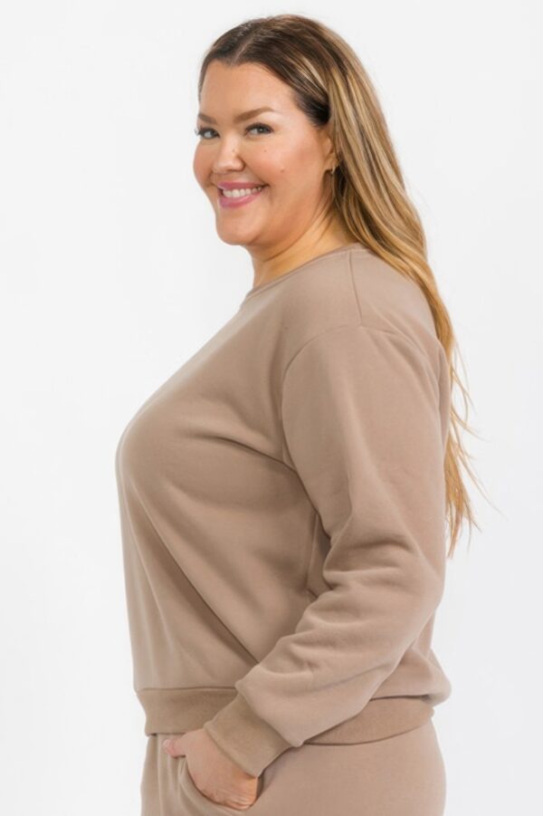 Plus Size Poly Fleece Crewneck Pullover – Ribbed Hem