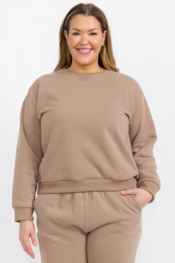 Plus Size Poly Fleece Crewneck Pullover – Ribbed Hem