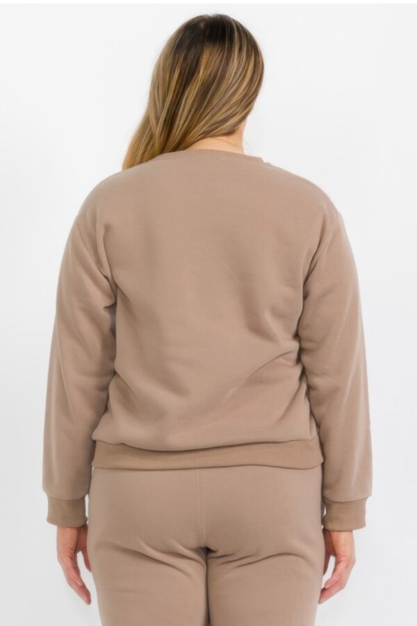 Plus Size Poly Fleece Crewneck Pullover – Ribbed Hem