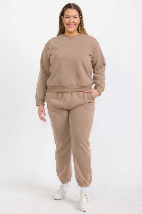 Plus Size Poly Fleece Crewneck Pullover – Ribbed Hem