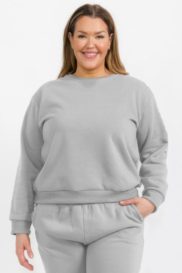 Plus Size Poly Fleece Crewneck Pullover – Ribbed Hem