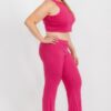 Plus Ribbed Cropped Top & Bootcut Pants Set