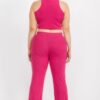 Plus Ribbed Cropped Top & Bootcut Pants Set