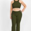 Plus Ribbed Cropped Top & Bootcut Pants Set