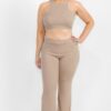 Plus Ribbed Cropped Top & Bootcut Pants Set