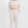 Plus Size French Terry Cropped Pullover & Joggers Set