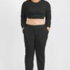 Plus Size French Terry Cropped Pullover & Joggers Set