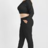 Plus Size French Terry Cropped Pullover & Joggers Set