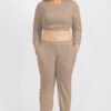 Plus Size French Terry Cropped Pullover & Joggers Set