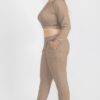 Plus Size French Terry Cropped Pullover & Joggers Set